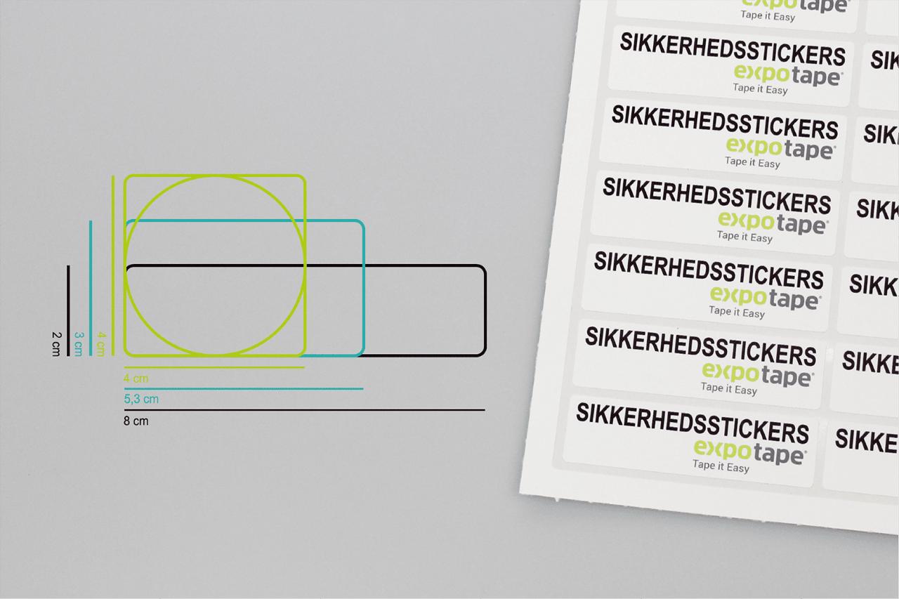 Sikkerhedsstickers 16cm²/ Rund Ø4cm